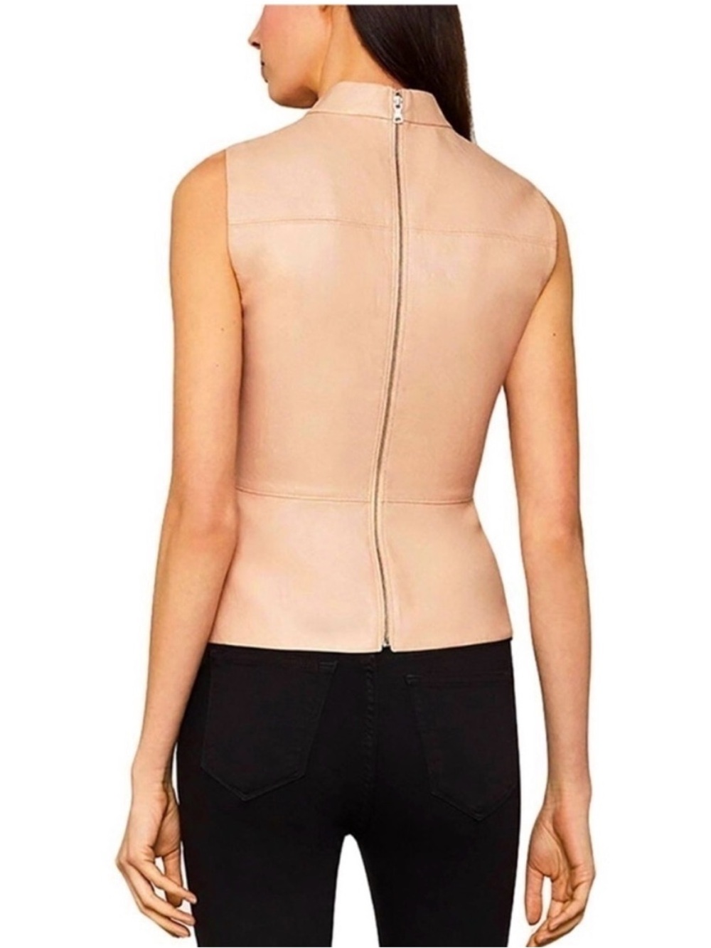 BCBGMaxAzria Sleeveless Mock-Neck Faux Leather in Blush size 2. Fully lined. - Picture 2 of 13